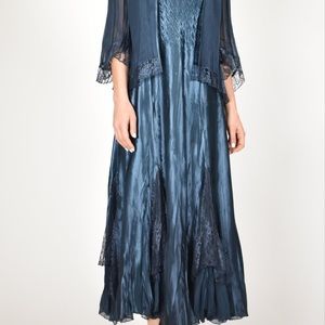 Komarov Blue Gown With Sheer Chiffon Jacket